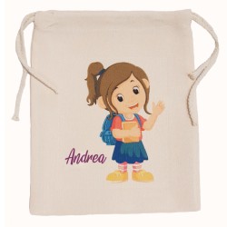 Bolsa bocadillo tejido simil lino 20x24 cm. personalizada