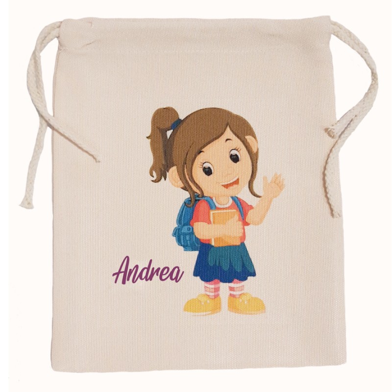 Bolsa bocadillo tejido simil lino 20x24 cm. personalizada
