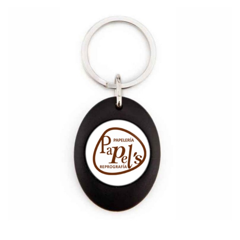 Llavero moneda carrito plástico negro