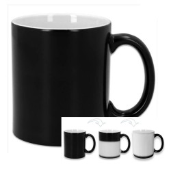 Taza mágica negra mate personalizada
