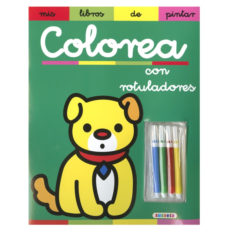 colorea, lapices, libro, niños