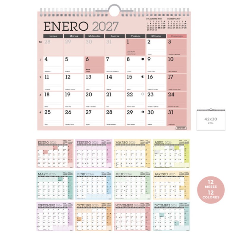 Calendario pared 42x30 cm. CLASSIC SENFO