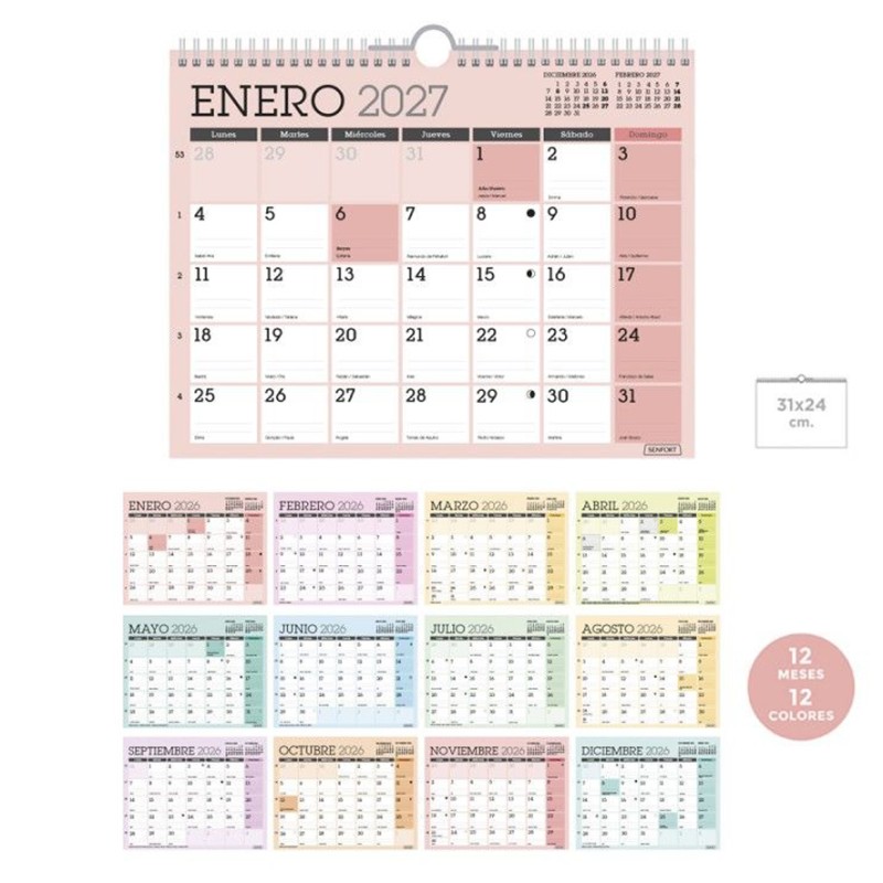 Calendario pared 31x24 cm. CLASSIC SENFO