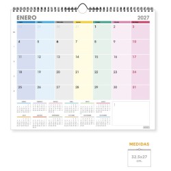 Calendario pared 32,5 x 27 cm. MULTICOLO