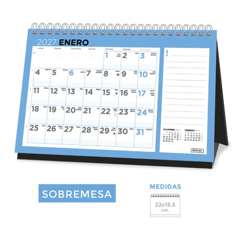 Calendario sobremesa 22 x 15,5 cm BASIC 