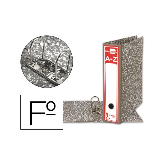 Archivador AZ F 2 ANILLAS con caja 80mm GRIS